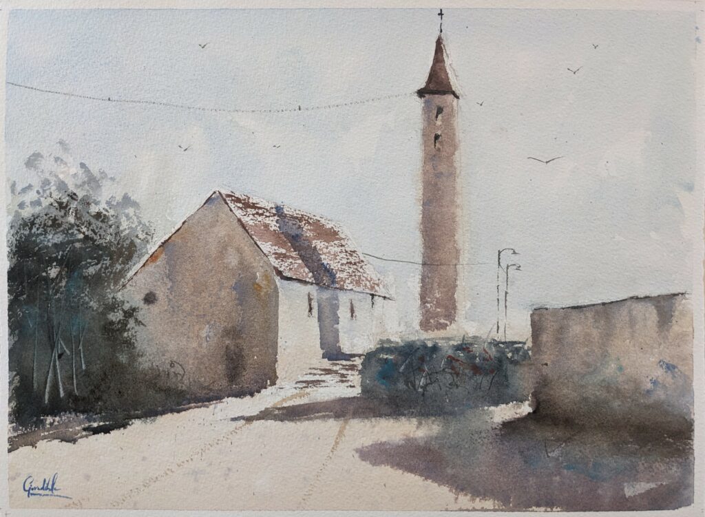 Chiesa di Sant'Agata di Mestriago (Acquerello)