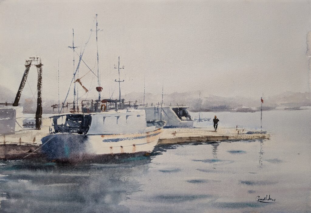 il molo - acquerello 56x38cm