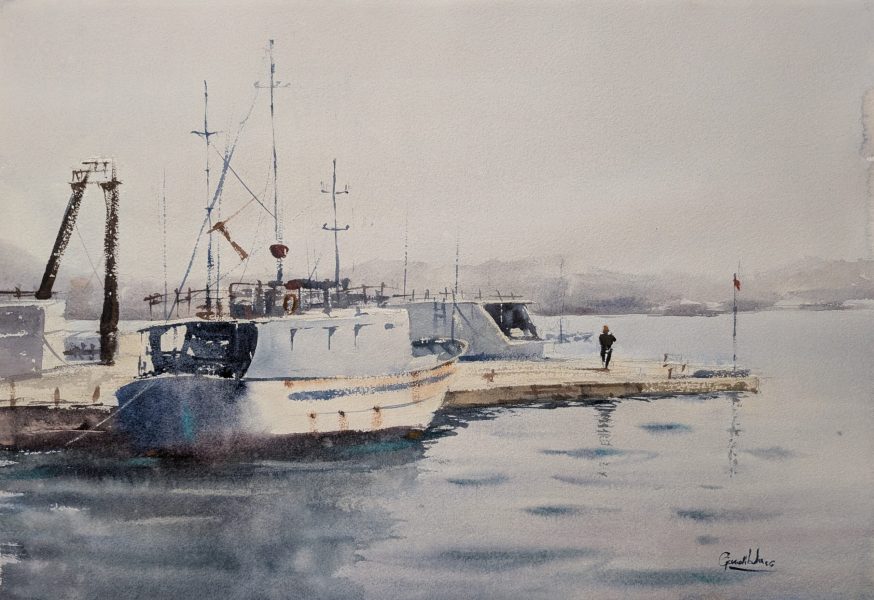 il molo - acquerello 56x38cm